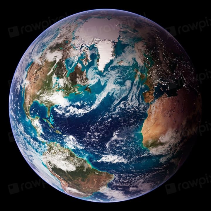 The Earth seen from space, with the Americas and Africa in view